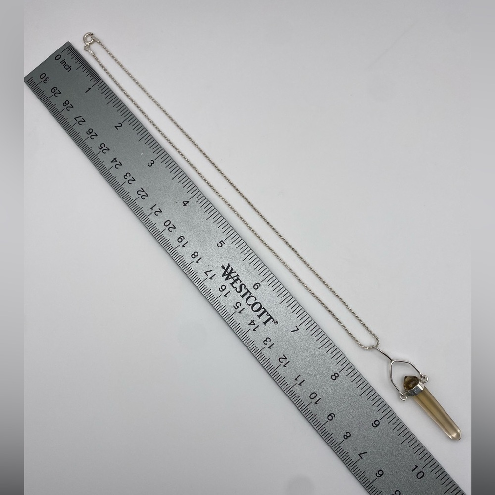 Sterling Silver 925 Polished Point Gemstone Necklace - Picture 6 of 6